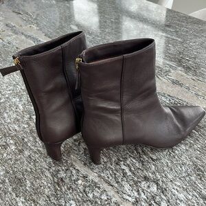 J. Crew Chocolate Leather Heeled Boots
